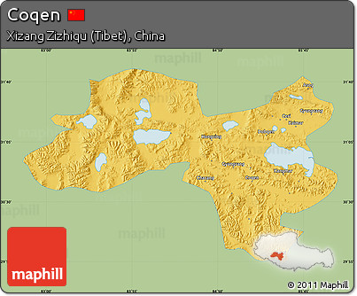Savanna Style Map of Coqen, single color outside