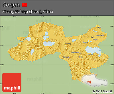 Savanna Style Map of Coqen, single color outside