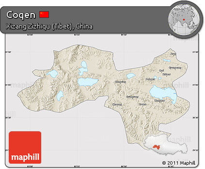 Shaded Relief Map of Coqen, cropped outside