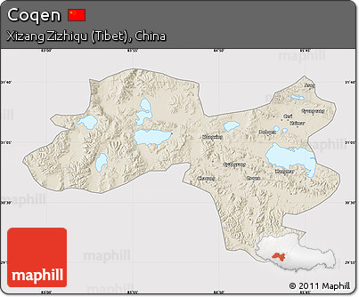 Shaded Relief Map of Coqen, cropped outside