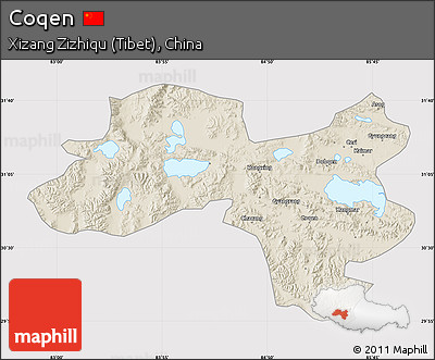 Shaded Relief Map of Coqen, cropped outside