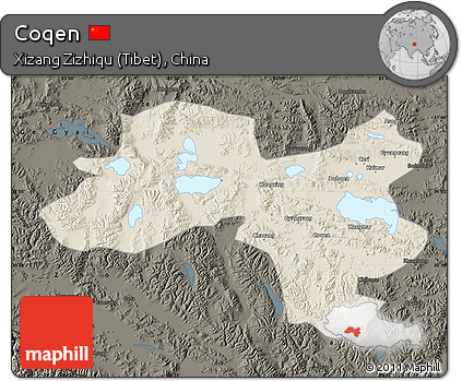 Shaded Relief Map of Coqen, darken