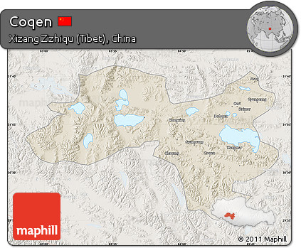 Shaded Relief Map of Coqen, lighten