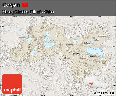 Shaded Relief Map of Coqen, lighten