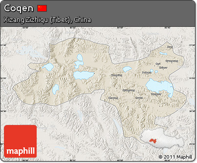 Shaded Relief Map of Coqen, lighten