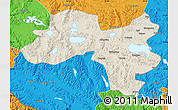 Shaded Relief Map of Coqen, political outside