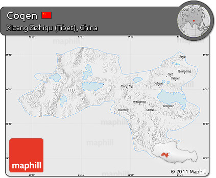 Silver Style Map of Coqen, single color outside