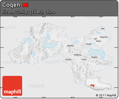 Silver Style Map of Coqen, single color outside
