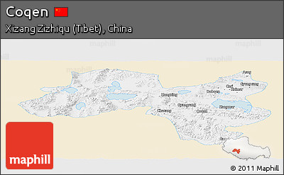 Classic Style Panoramic Map of Coqen, single color outside