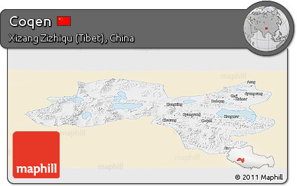 Classic Style Panoramic Map of Coqen, single color outside