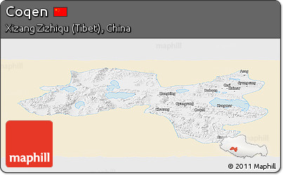 Classic Style Panoramic Map of Coqen, single color outside