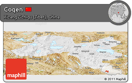 Physical Panoramic Map of Coqen, satellite outside