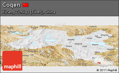 Physical Panoramic Map of Coqen, satellite outside