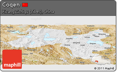 Physical Panoramic Map of Coqen, satellite outside