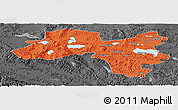 Political Panoramic Map of Coqen, darken, desaturated