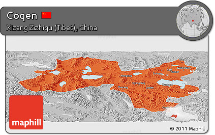 Political Panoramic Map of Coqen, lighten, desaturated