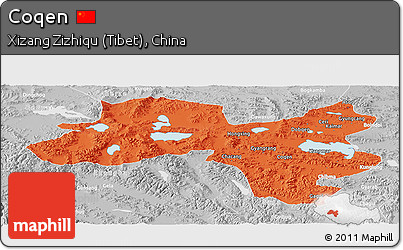 Political Panoramic Map of Coqen, lighten, desaturated