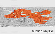Political Panoramic Map of Coqen, lighten, desaturated