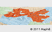 Political Panoramic Map of Coqen, lighten