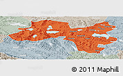 Political Panoramic Map of Coqen, lighten, semi-desaturated