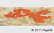 Political Panoramic Map of Coqen, satellite outside