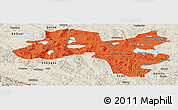 Political Panoramic Map of Coqen, shaded relief outside