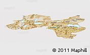 Satellite Panoramic Map of Coqen, cropped outside