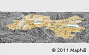 Satellite Panoramic Map of Coqen, darken, desaturated