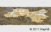 Satellite Panoramic Map of Coqen, darken