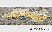 Satellite Panoramic Map of Coqen, darken, semi-desaturated