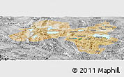 Satellite Panoramic Map of Coqen, desaturated