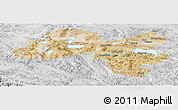 Satellite Panoramic Map of Coqen, lighten, desaturated