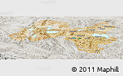 Satellite Panoramic Map of Coqen, lighten, semi-desaturated
