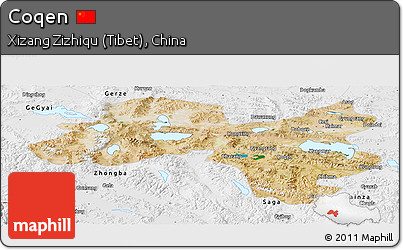 Satellite Panoramic Map of Coqen, physical outside