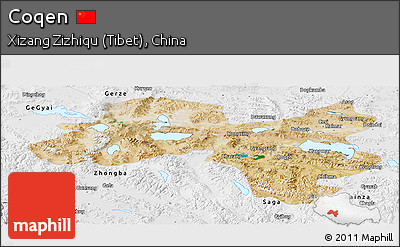 Satellite Panoramic Map of Coqen, physical outside