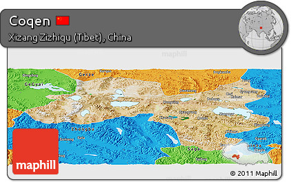 Satellite Panoramic Map of Coqen, political outside