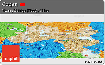 Satellite Panoramic Map of Coqen, political outside