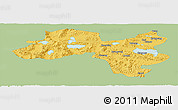 Savanna Style Panoramic Map of Coqen, single color outside