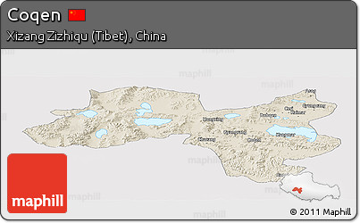 Shaded Relief Panoramic Map of Coqen, cropped outside