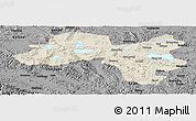 Shaded Relief Panoramic Map of Coqen, darken, desaturated