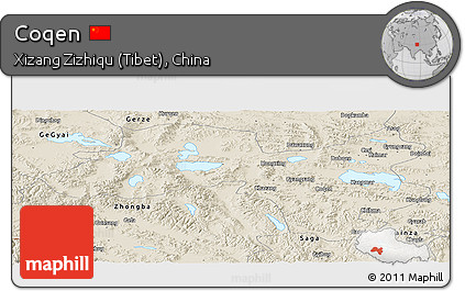 Shaded Relief Panoramic Map of Coqen