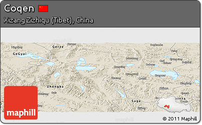 Shaded Relief Panoramic Map of Coqen