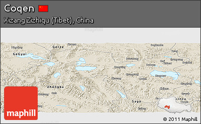 Shaded Relief Panoramic Map of Coqen