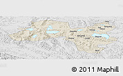 Shaded Relief Panoramic Map of Coqen, lighten, desaturated