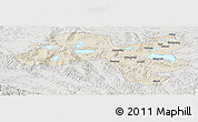 Shaded Relief Panoramic Map of Coqen, lighten, semi-desaturated