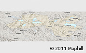 Shaded Relief Panoramic Map of Coqen, semi-desaturated