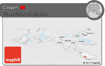 Silver Style Panoramic Map of Coqen, single color outside