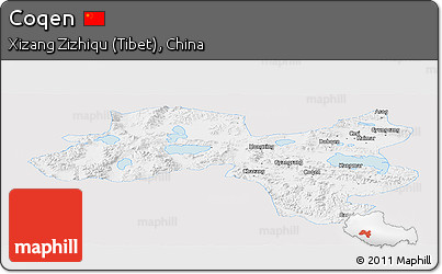 Silver Style Panoramic Map of Coqen, single color outside