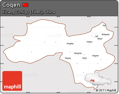 Classic Style Simple Map of Coqen, cropped outside