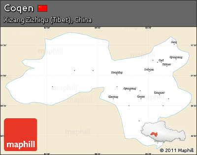 Classic Style Simple Map of Coqen, single color outside